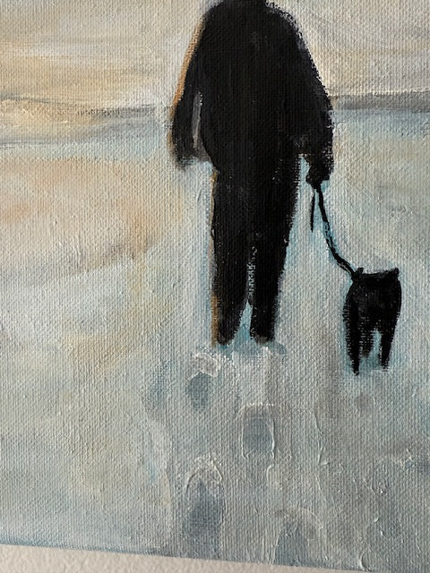 Man Walking Dog- Hand-painted canvas