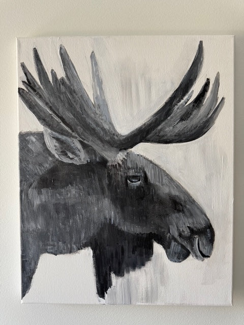 Moose Portrait- Hand-Painted Canvas