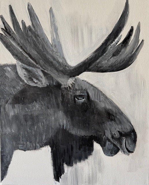 Moose Portrait- Hand-Painted Canvas