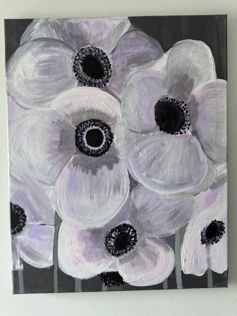Anemones- Flowers- Hand-Painted Original on Canvas