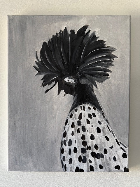 Fancy Chicken- Portrait of a Lady- Hand-made acrylic painting on canvas