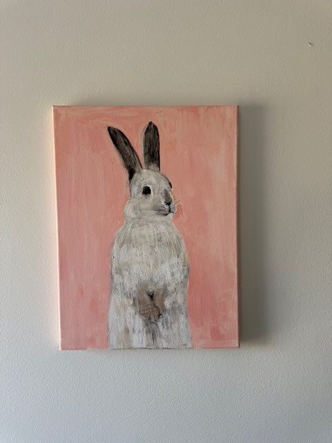 Hare on a Pink Background- Hand-painted original on canvas