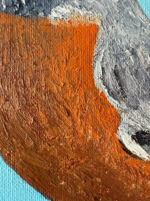 Robin on Robins Egg Blue 2- Hand-painted oil original on canvas