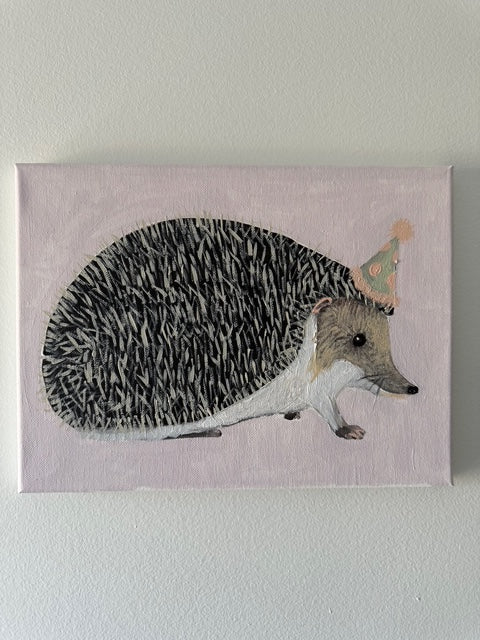 Party Hedgehog - Hand-painted original on canvas