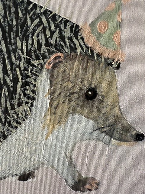 Party Hedgehog - Hand-painted original on canvas