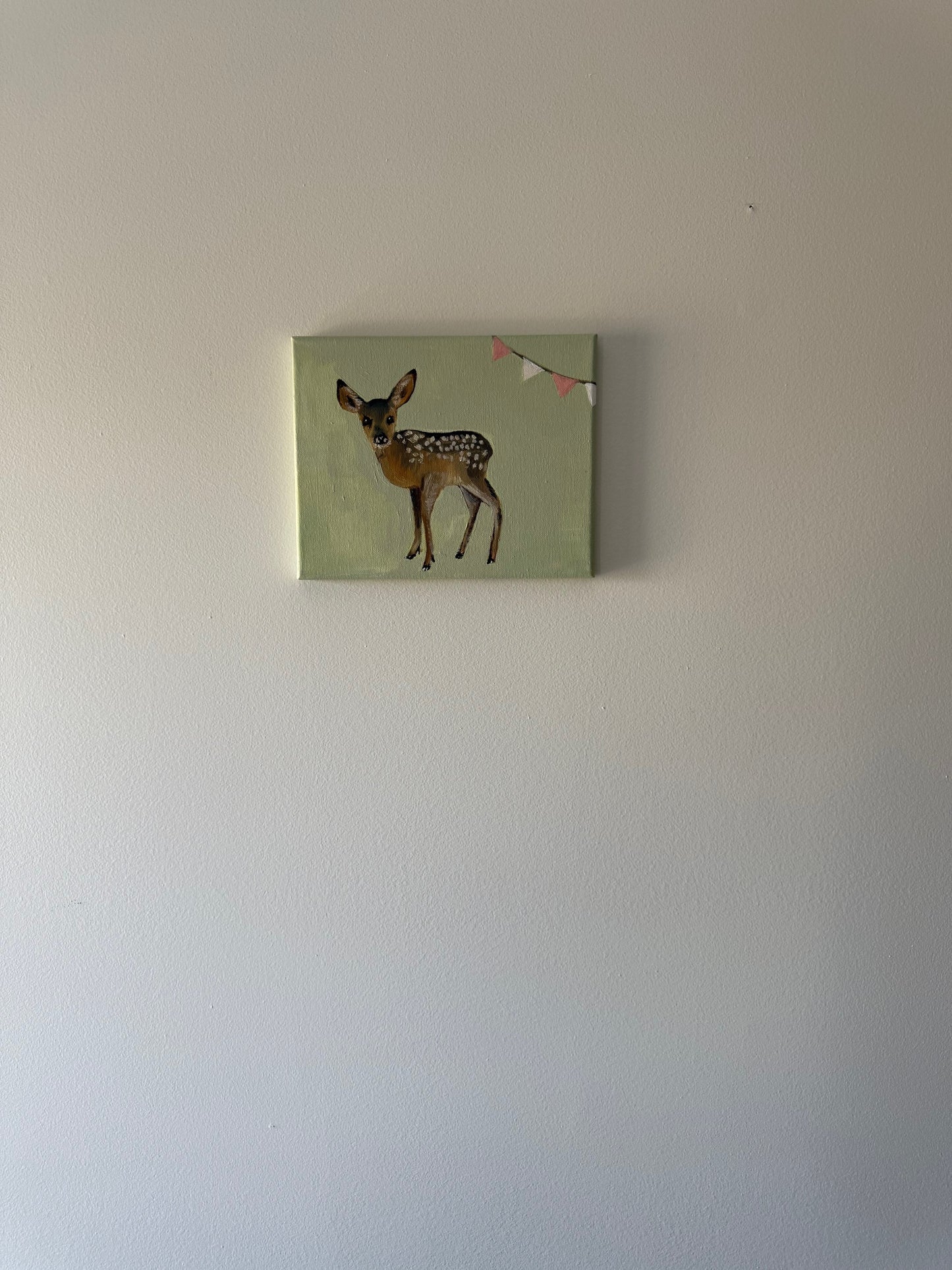 Party Fawn at a picnic- Hand-painted original on canvas