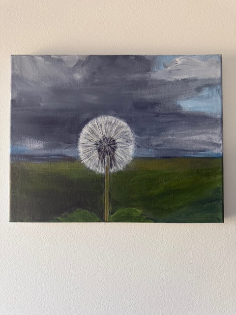 Dandelion on a Golf Course- Hand-painted canvas