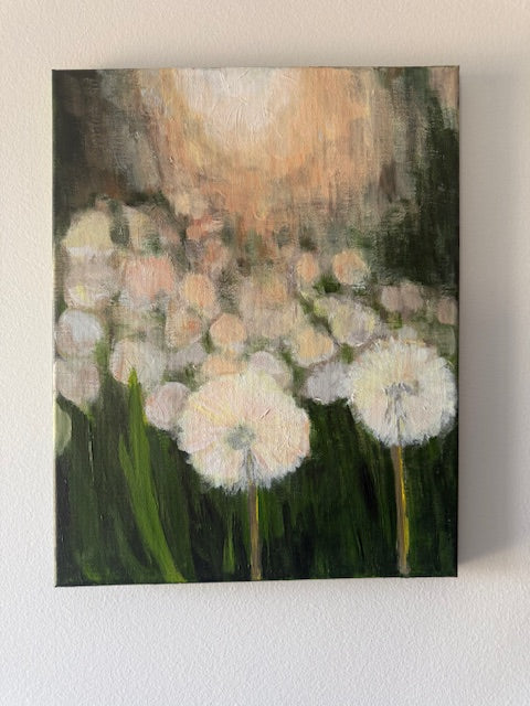 Dandelions in Morning Sun- Hand-painted canvas