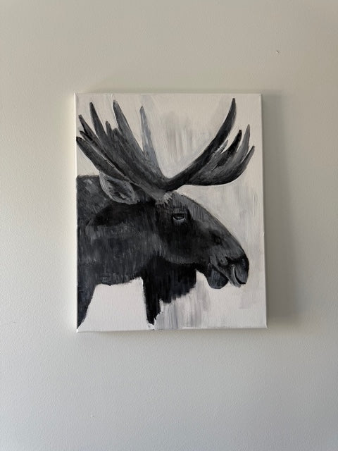 Moose Portrait- Hand-Painted Canvas