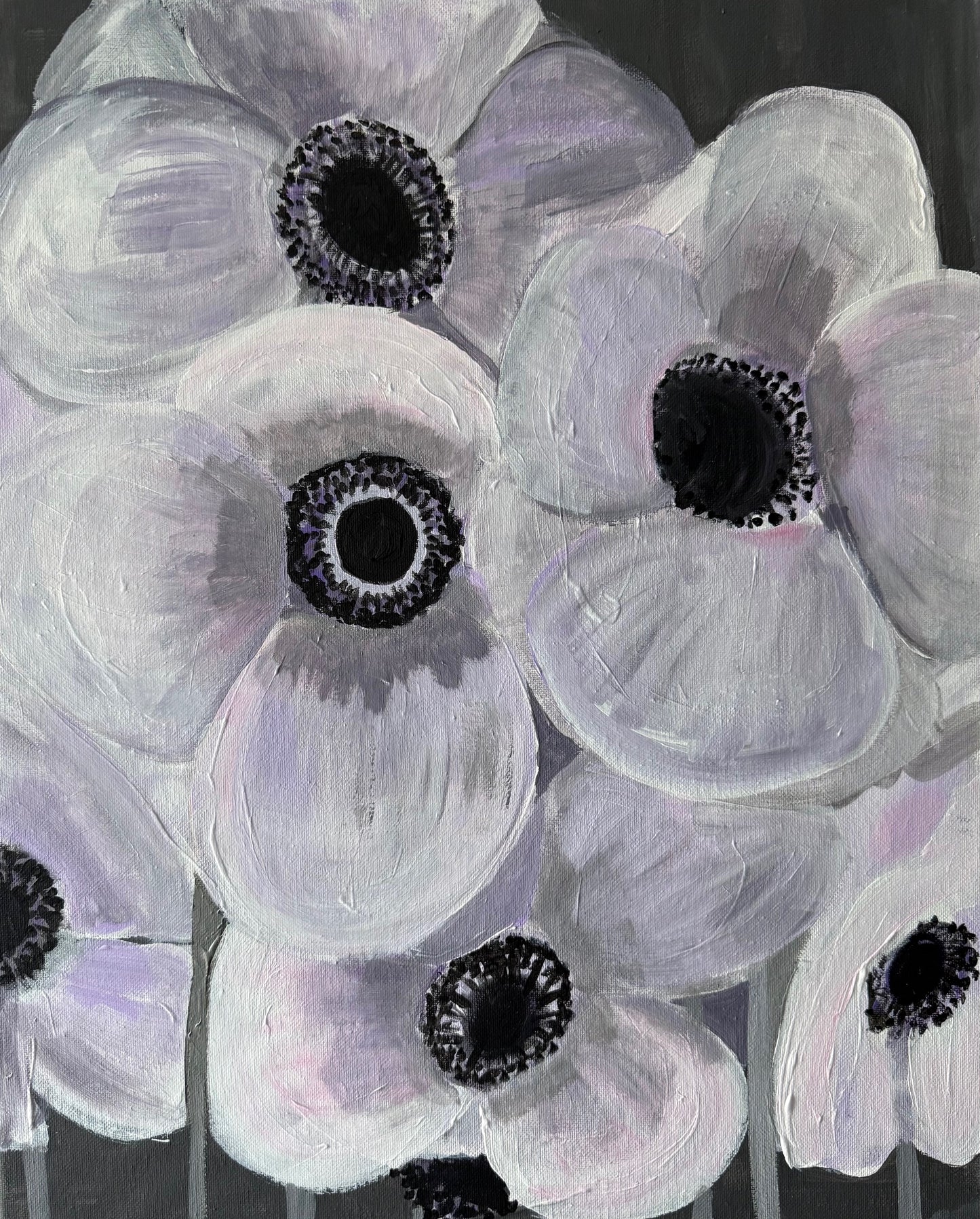 Anemones- Flowers- Hand-Painted Original on Canvas