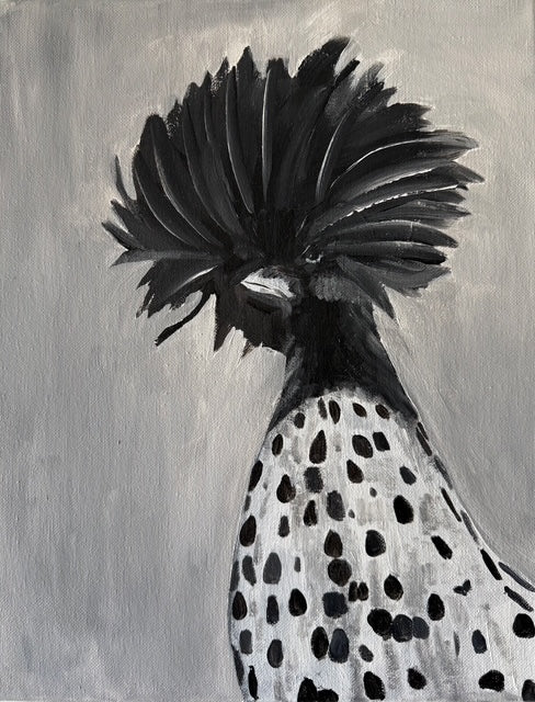 Fancy Chicken- Portrait of a Lady- Hand-made acrylic painting on canvas
