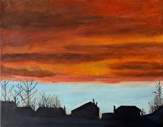 Chinook Clouds over Calgary- Hand-painted canvas