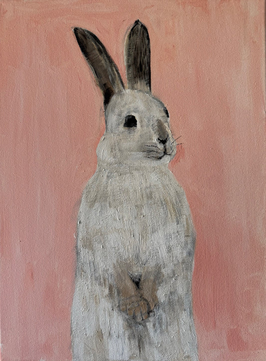 Hare on a Pink Background- Hand-painted original on canvas