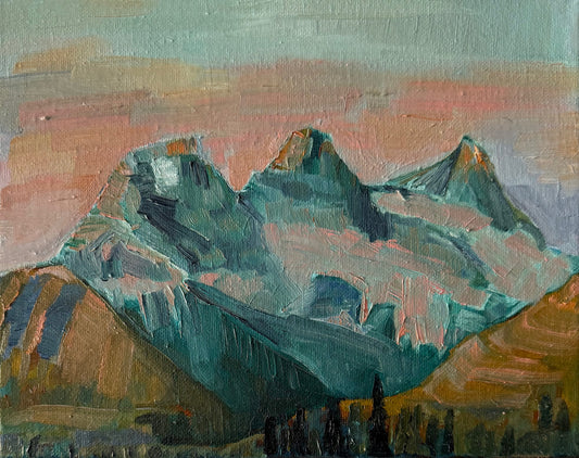 Three Sisters Mountains- Canmore, Alberta - Hand-painted Oil Original on Canvas