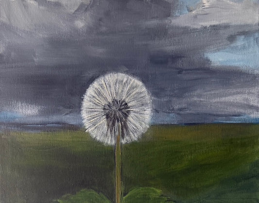 Dandelion on a Golf Course- Hand-painted canvas
