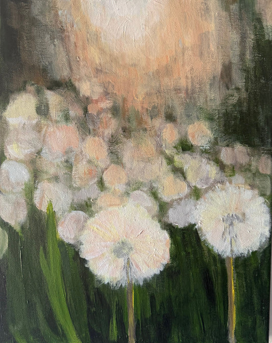 Dandelions in Morning Sun- Hand-painted canvas